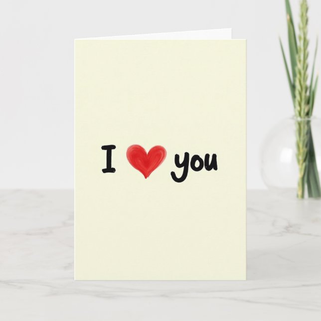 Tarjeta Simple de Corazón Sincero Te Amo (Anverso)