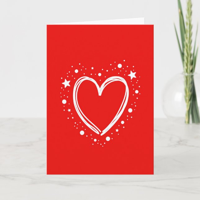 Tarjeta Simple de Corazón y Estrellas (Anverso)