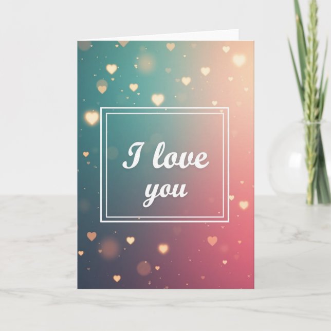 Tarjeta Simple de Corazones Brillantes Te Amo (Anverso)