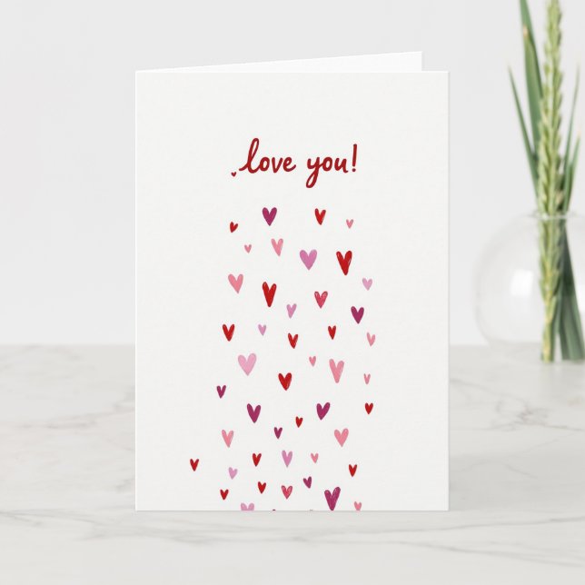 Tarjeta Simple de Corazones Caídos de Amor (Anverso)