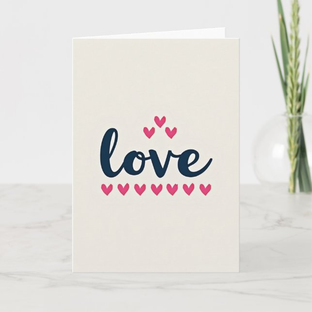 Tarjeta Simple de Corazones de Amor (Anverso)