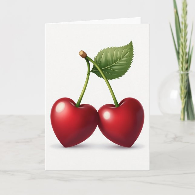 Tarjeta Simple de Corazones de Cerezas (Anverso)