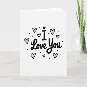 Tarjeta Simple de Corazones Dibujados con 'Te Amo'