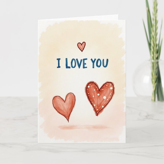 Tarjeta Simple de Corazones Te Amo (Anverso)