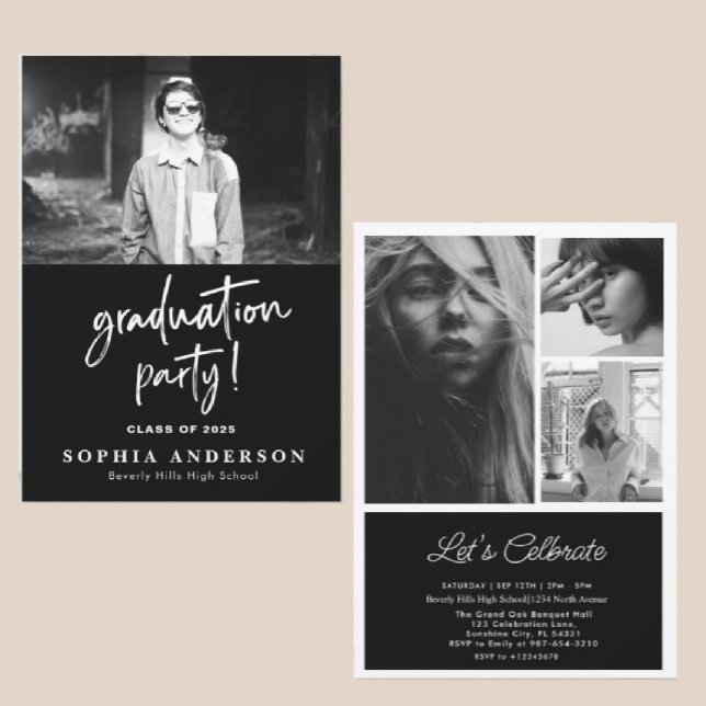 Tarjeta Simple de Escuela Secundaria Negra y blanc (Subido por el creador)