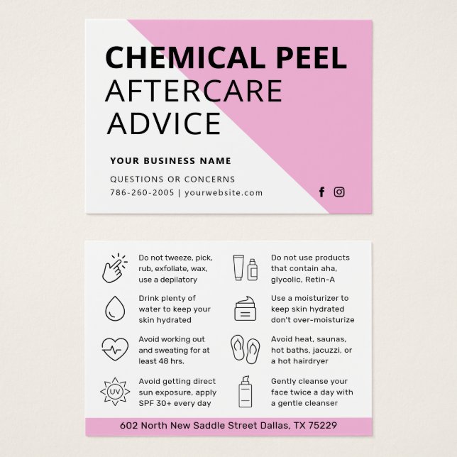 Tarjeta simple de instrucciones para el cuidado po (Anverso y reverso)