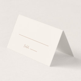 Tarjeta simple de lugar de Boda de crema Minimalis