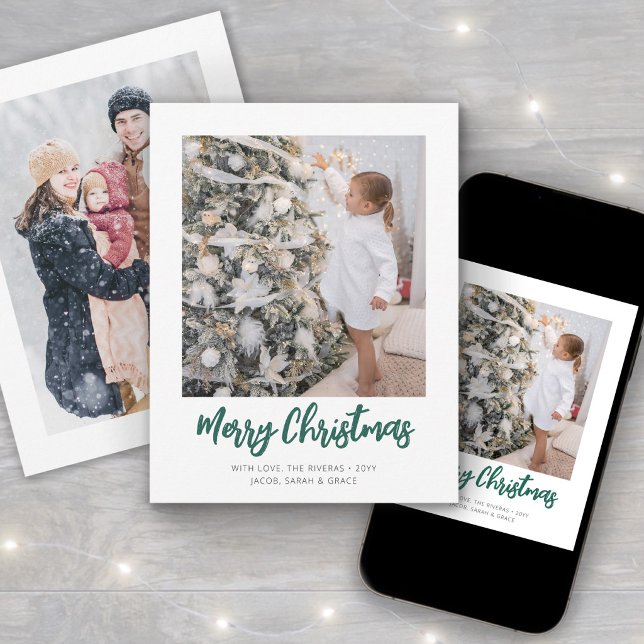 Tarjeta Simple de Navidad con Letra Script Verde F (Subido por el creador)