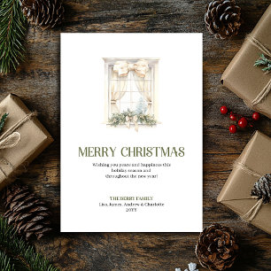 Tarjeta simple de Navidad minimalista dorada terro