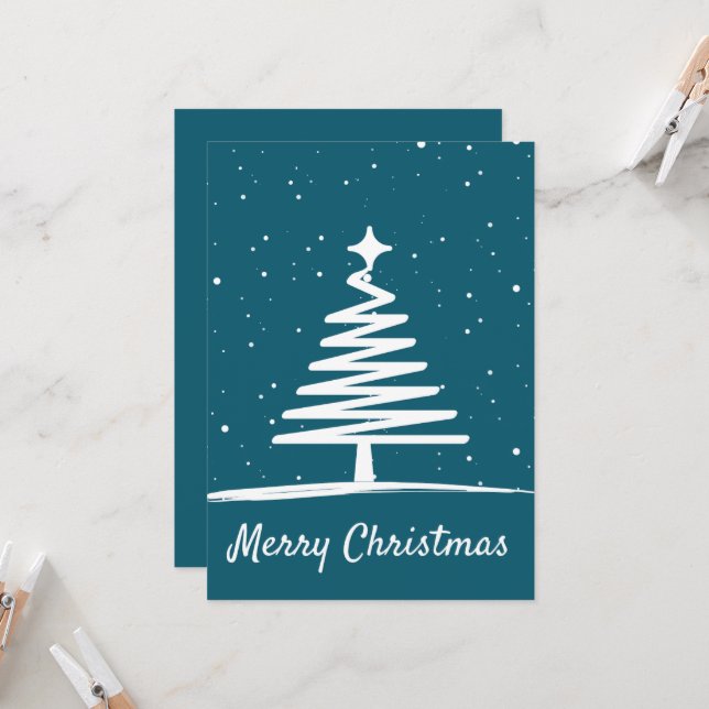 Tarjeta simple de Navidades | Árbol de Navidad mín (Anverso/Reverso In Situ)