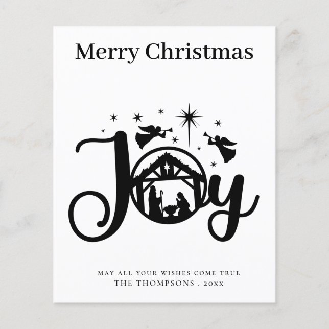 Tarjeta simple de Navidades blancos y negros de pr (Anverso)