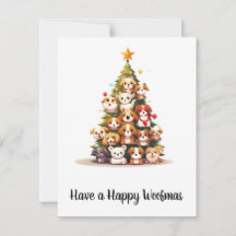 Tarjeta simple de Navidades de árbol de perros par