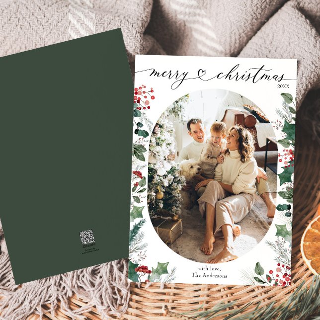 Tarjeta simple de Navidades de fotografía botánica (Subido por el creador)