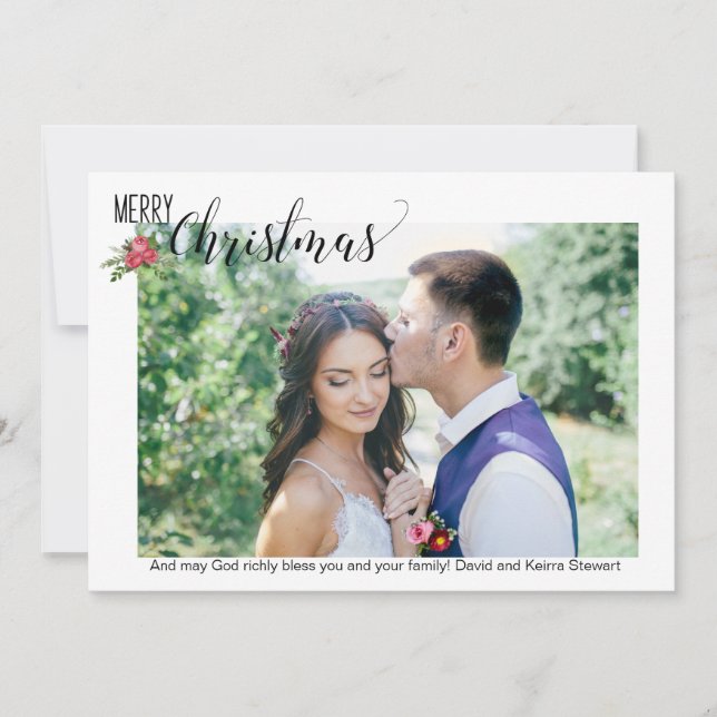 Tarjeta simple de Navidades de fotos horizontales  (Anverso)