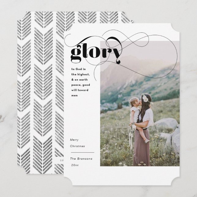 Tarjeta simple de Navidades de gloria religiosa (Anverso / Reverso)