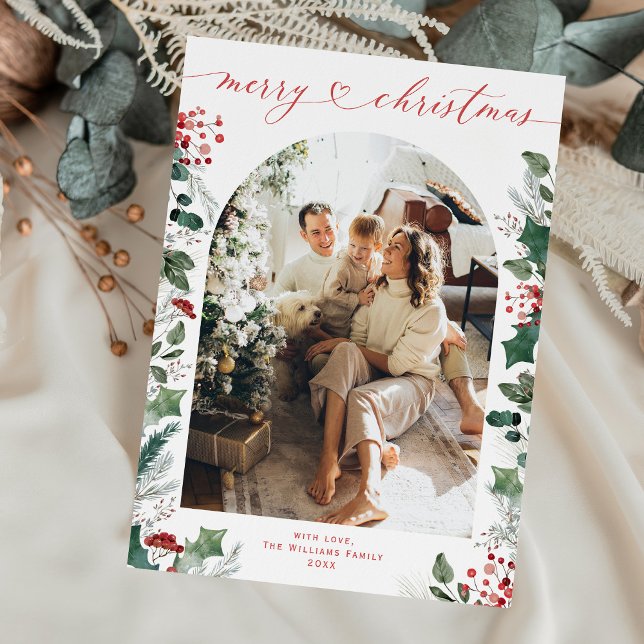 Tarjeta simple de Navidades fotográficos de arco c (Subido por el creador)