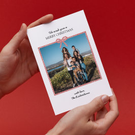 Tarjeta simple de Navidades fotográficos de franja