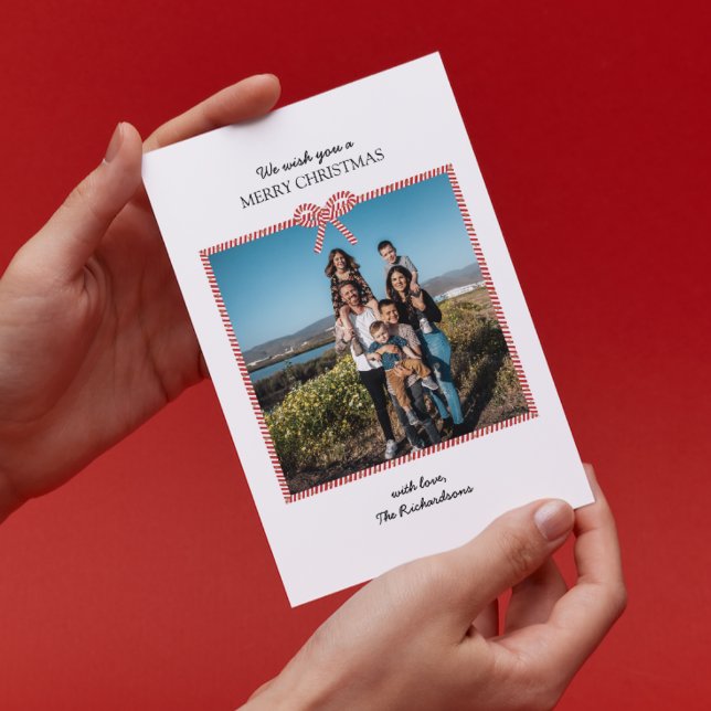 Tarjeta simple de Navidades fotográficos de franja (Subido por el creador)