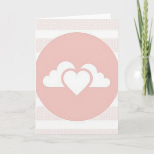 Tarjeta Simple de Nubes y Corazón Rosa