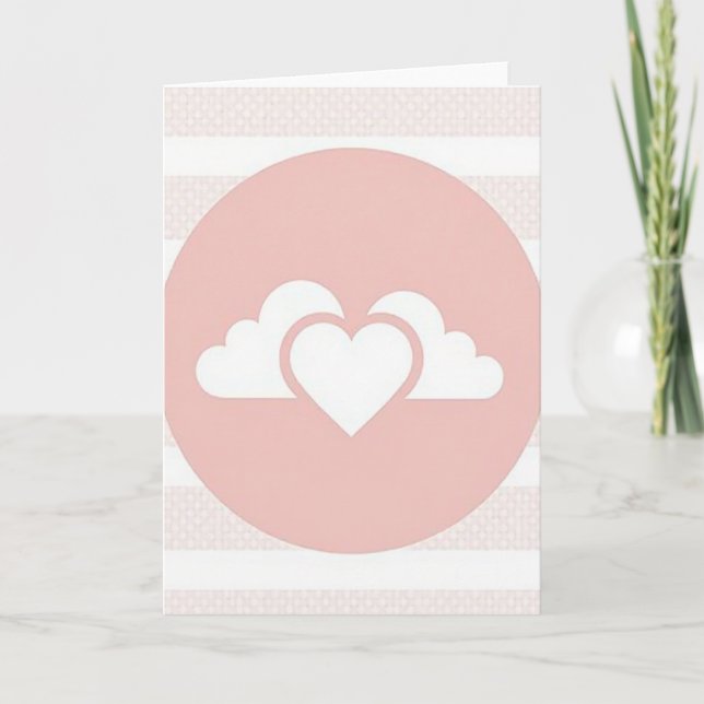 Tarjeta Simple de Nubes y Corazón Rosa (Anverso)