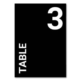 Tarjeta simple de número de tabla Minimalista negr