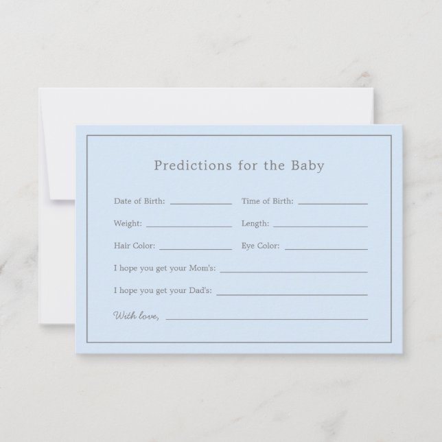 Tarjeta simple de predicción de bebé de Baby Showe (Anverso)