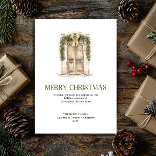 Tarjeta simple de puerta de Navidad con paleta neu