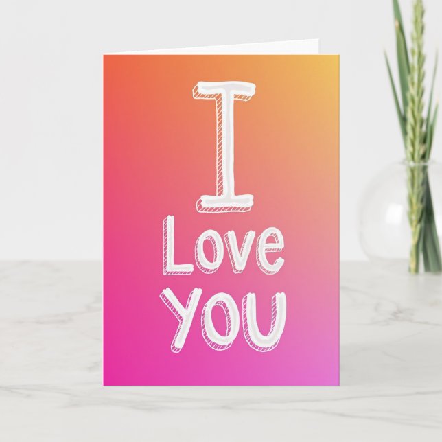 Tarjeta simple de rayas diagonales con 'Te Amo' (Anverso)