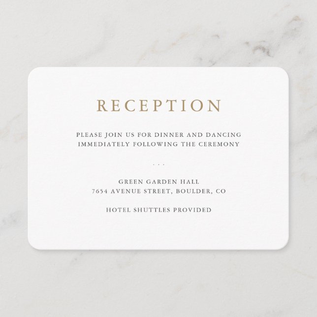 Tarjeta simple de recepción de boda Minimalista (Anverso)