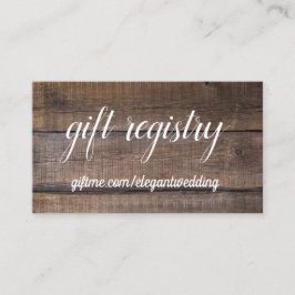 Tarjeta simple de registro de Bodas de madera rúst