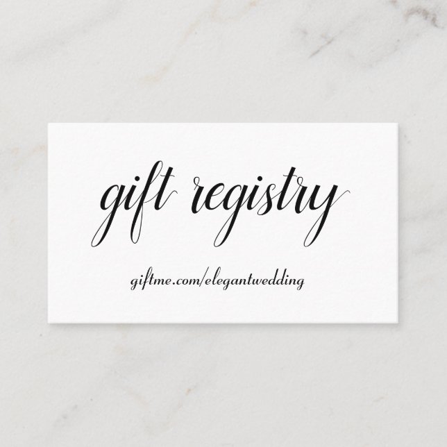 Tarjeta simple de registro de regalo para Bodas bl (Anverso)