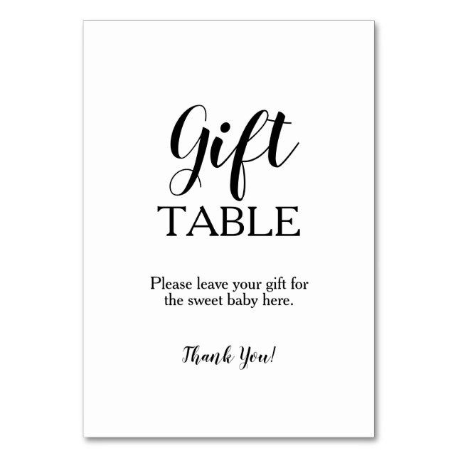 Tarjeta simple de Rótulo de mesa de regalo de cali (Anverso)