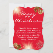 Tarjeta simple de saludo familiar de Navidades roj