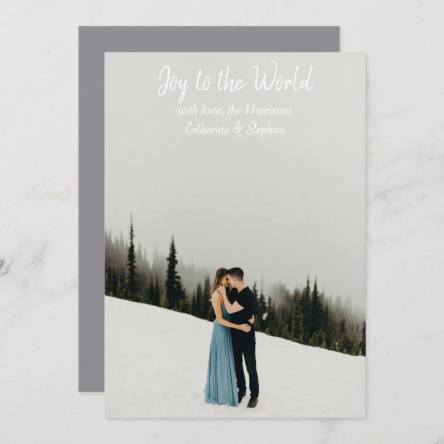 Tarjeta simple de tipografía blanca de Navidades m (Anverso / Reverso)