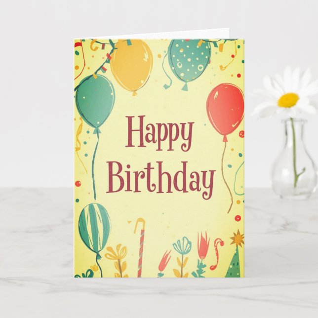 Tarjeta Simple design vintage birthday card (Planta pequeña)