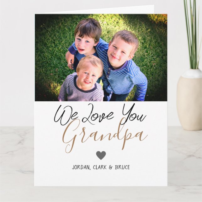 Tarjeta simple Día feliz del padre, abuelo dos fotos (Anverso)