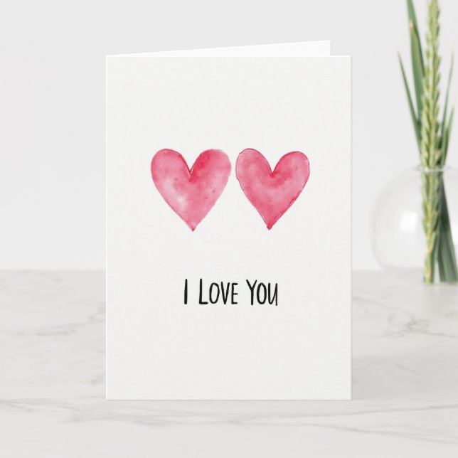 Tarjeta Simple Dos Corazones Te Amo (Anverso)