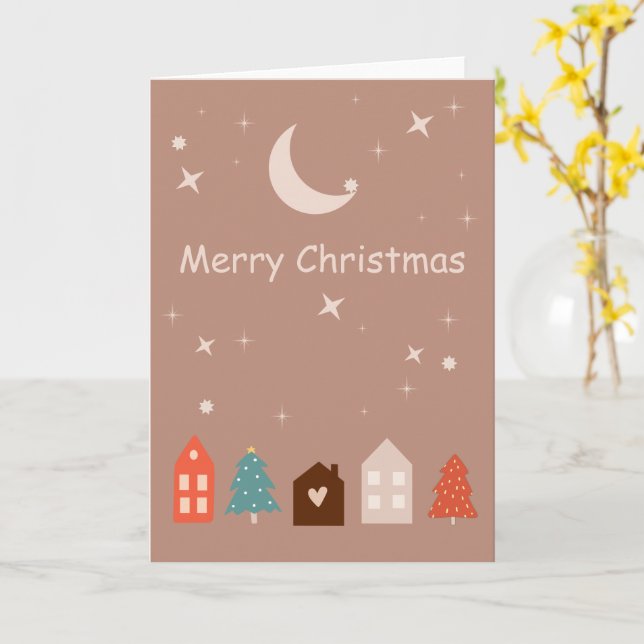 Tarjeta Simple Earth Tone Merry Christmas (flor amarilla)
