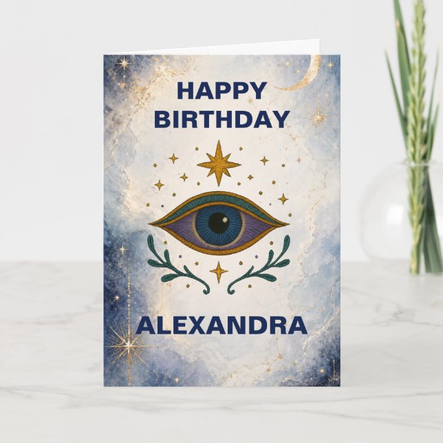Tarjeta Simple Elegant Celestial Custom Birthday Card (Anverso)