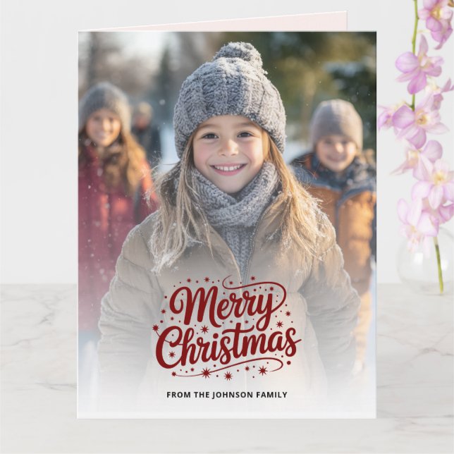 Tarjeta Simple Elegant Merry Christmas Photo Card Gradient (Orquídea)