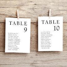 Tarjeta simple elegante de mesa de bodas