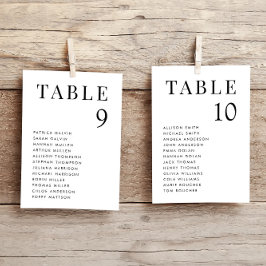 Tarjeta simple elegante de mesa de bodas