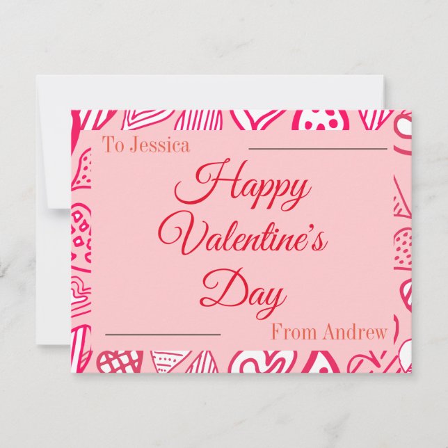 tarjeta simple elegante rosa de San Valentín, Dulc (Anverso)