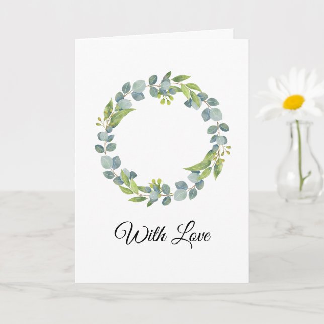 Tarjeta Simple Eucalyptus Wreath Wedding Card - Blank (Planta pequeña)