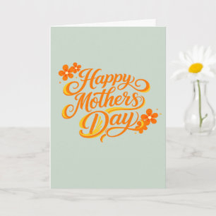 Tarjeta Simple Feliz Día de la Madre Floral Caligrafía