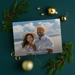 Tarjeta Simple Feliz Navidad con Foto de Pareja El