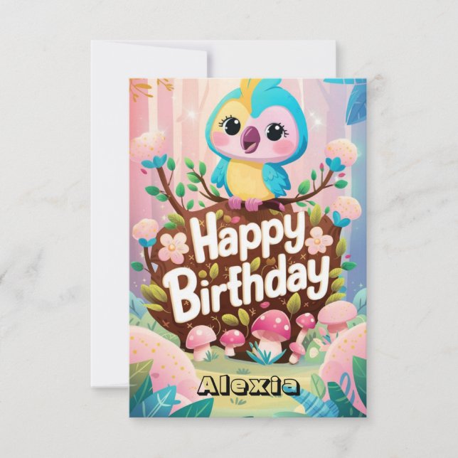 Tarjeta Simple Fiesta Parrot Aniversario Digital (Anverso)