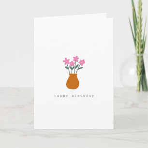 Tarjeta Simple flor rosa simple cumpleaños Minimalista