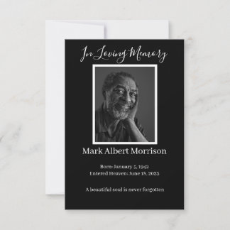 Tarjeta Simple Funeral Photo Sympathy Memorial Card