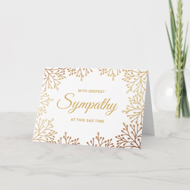 Tarjeta Simple Gold Foil Floral Sympathy (Anverso)